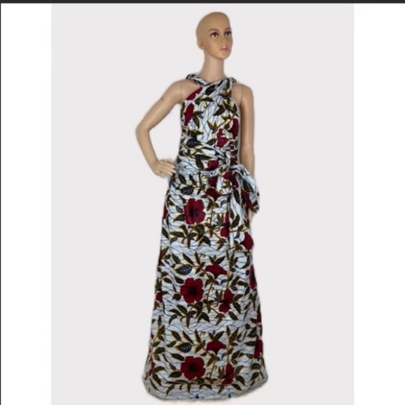 African Print Ankara Floral Print Infinity Maxi Dress - Picture 6 of 10